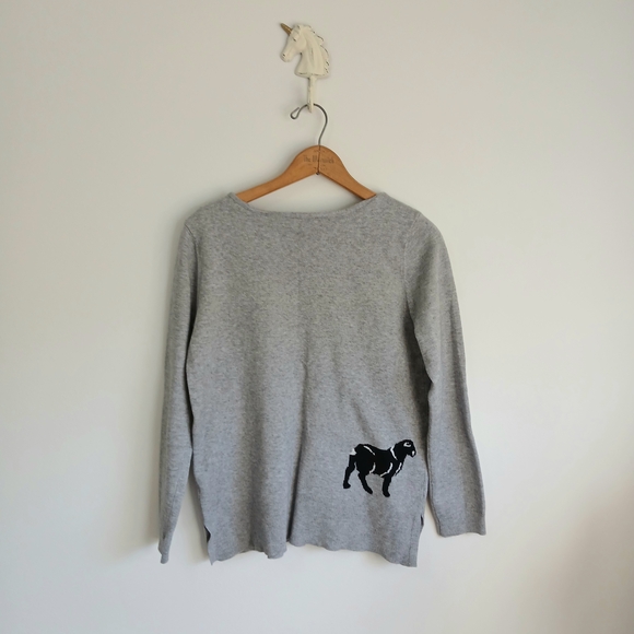 🐑Astrologie-Women’s-NWOT- Black & White Sheep Intarsia Soft Grey Sweater- Small - Picture 7 of 10